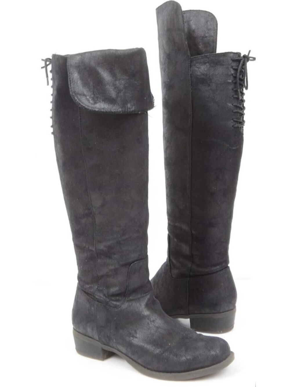 BP Pirate Women's 8B OTK Over the Knee Back Lace Flat Riding Rocker Moto Boots